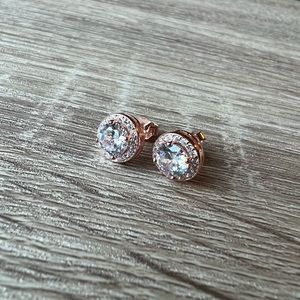 Rose Gold & Rhinestone Stud Earrings